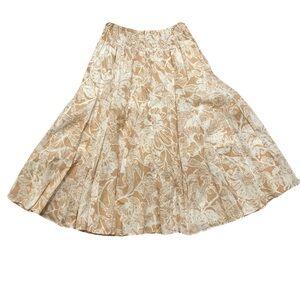 Focus Lifestyle Floral Tan & Cream Tulip Skirt Smocked Waist Size 6 24-30” Waist